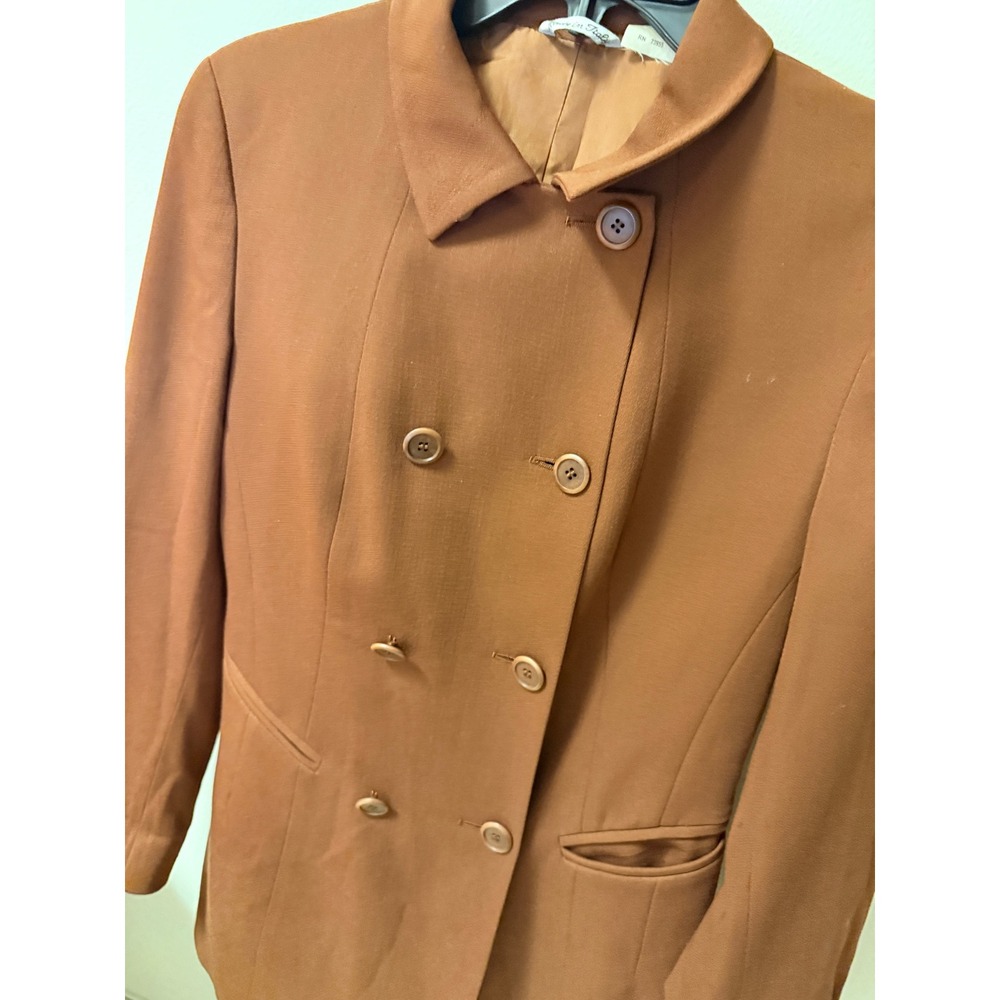 VTG Henri Bendel Italy 100% Wool Womens Brown Double Breasted Blazer‎ Size 6 - Picture 11 of 12